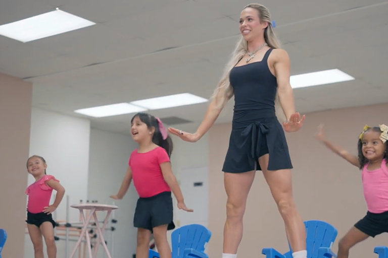 Maxxine Dupri dancing with the girls at Lovely Leaps
